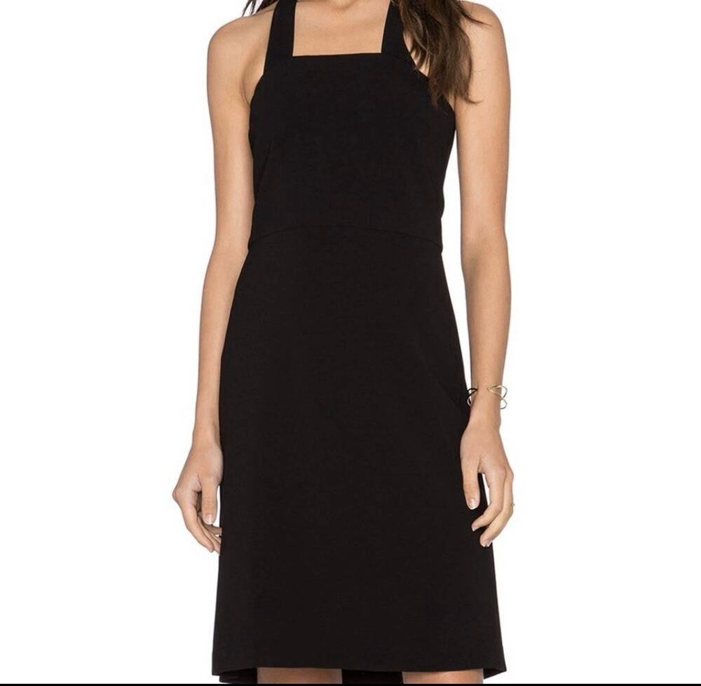 Theory Celia Womens Crisscross Front Black Crepe Luxury Mini Dress Size 6